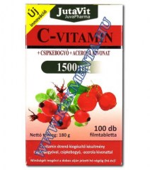 C-vitamin + Csipkebogyó + Acelora kivonat 1500 mg, 100 db, JutaVit